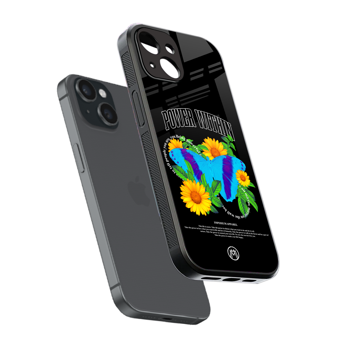 power within back phone cover | glass case for iphone 15