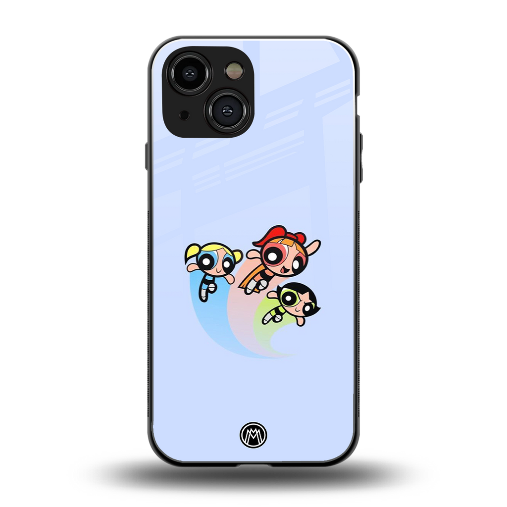 powerpuff girls cartoon back phone cover | glass case for iphone 13 mini