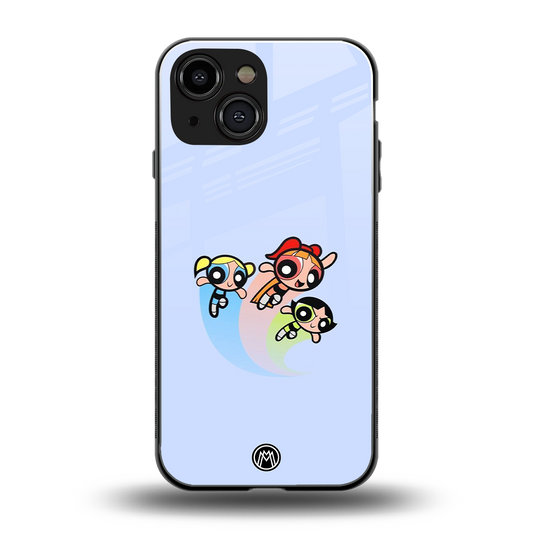 powerpuff girls cartoon back phone cover | glass case for iphone 13 mini