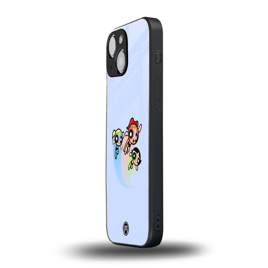 powerpuff girls cartoon back phone cover | glass case for iphone 13 mini