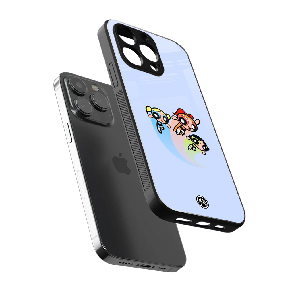 powerpuff girls cartoon back phone cover | glass case for iphone 13 pro