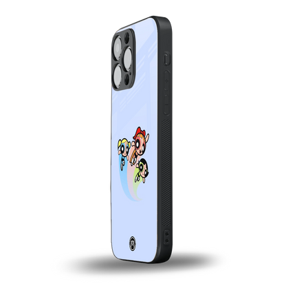 powerpuff girls cartoon back phone cover | glass case for iphone 15 pro max