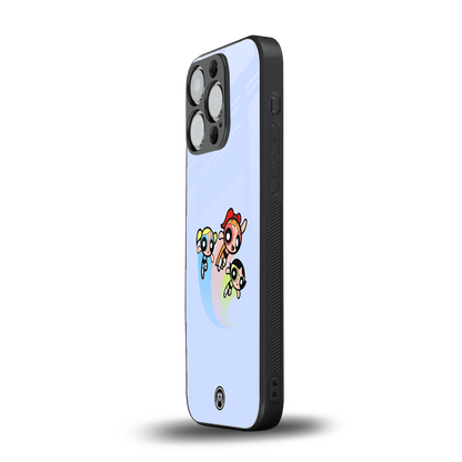 powerpuff girls cartoon back phone cover | glass case for iphone 15 pro