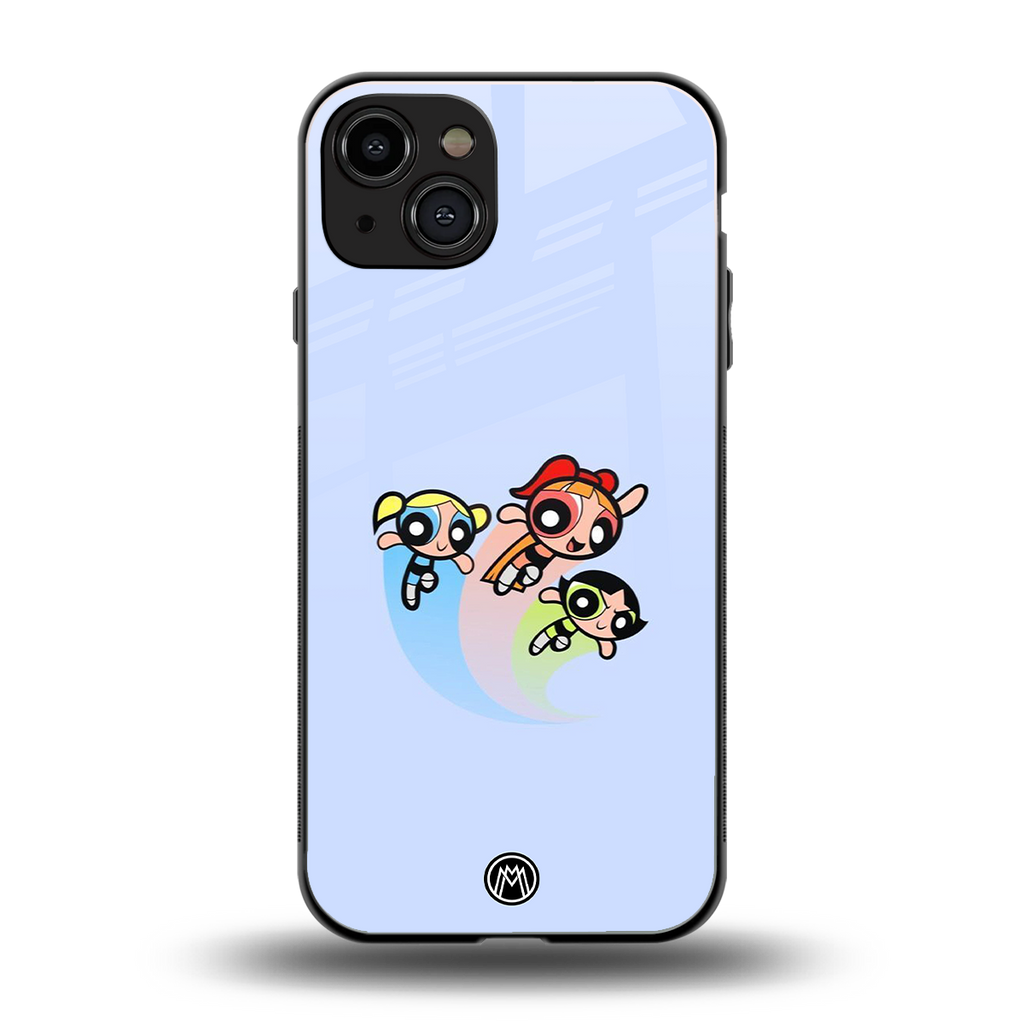 powerpuff girls cartoon back phone cover | glass case for iphone 15