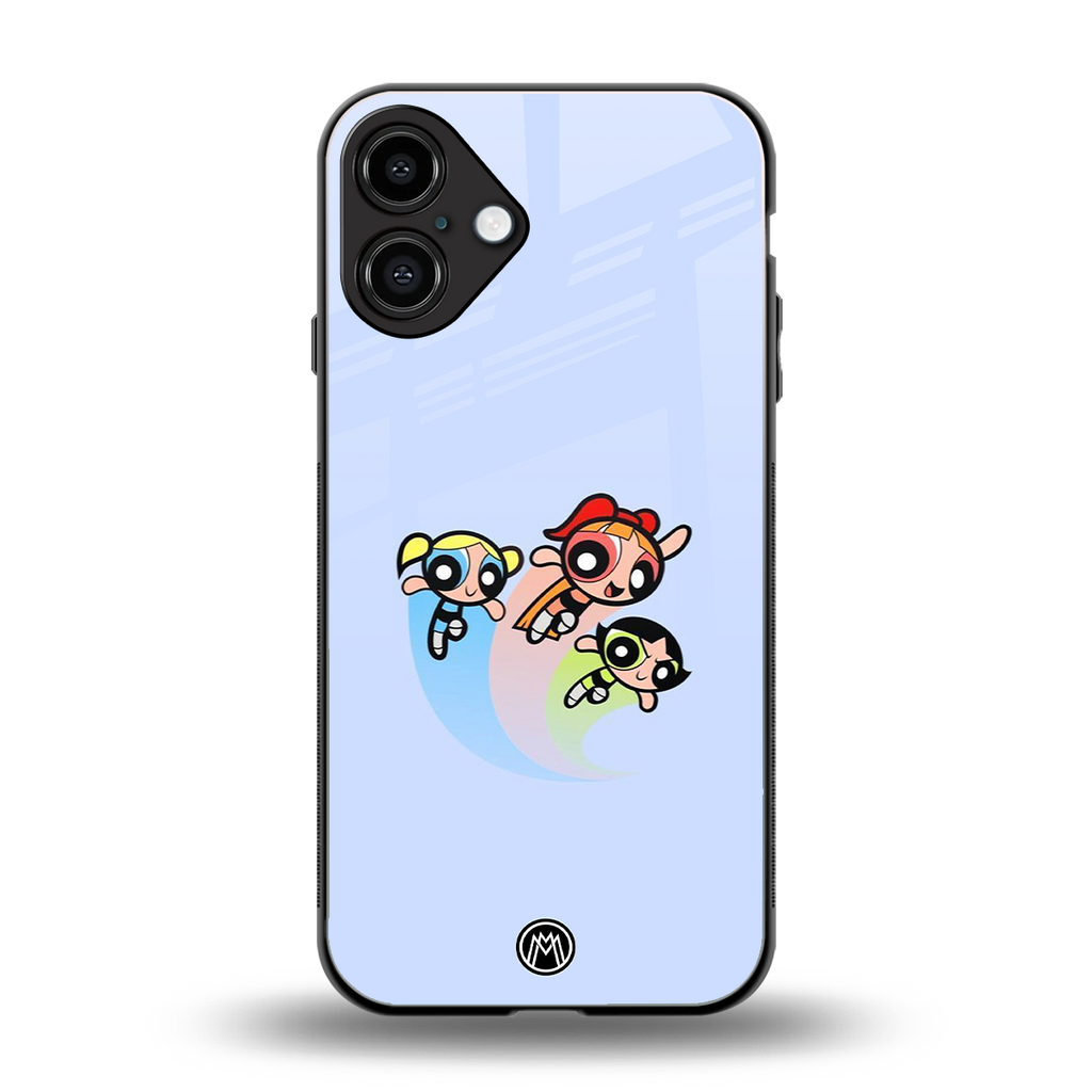 powerpuff girls cartoon back phone cover | glass case for iphone 16 plus