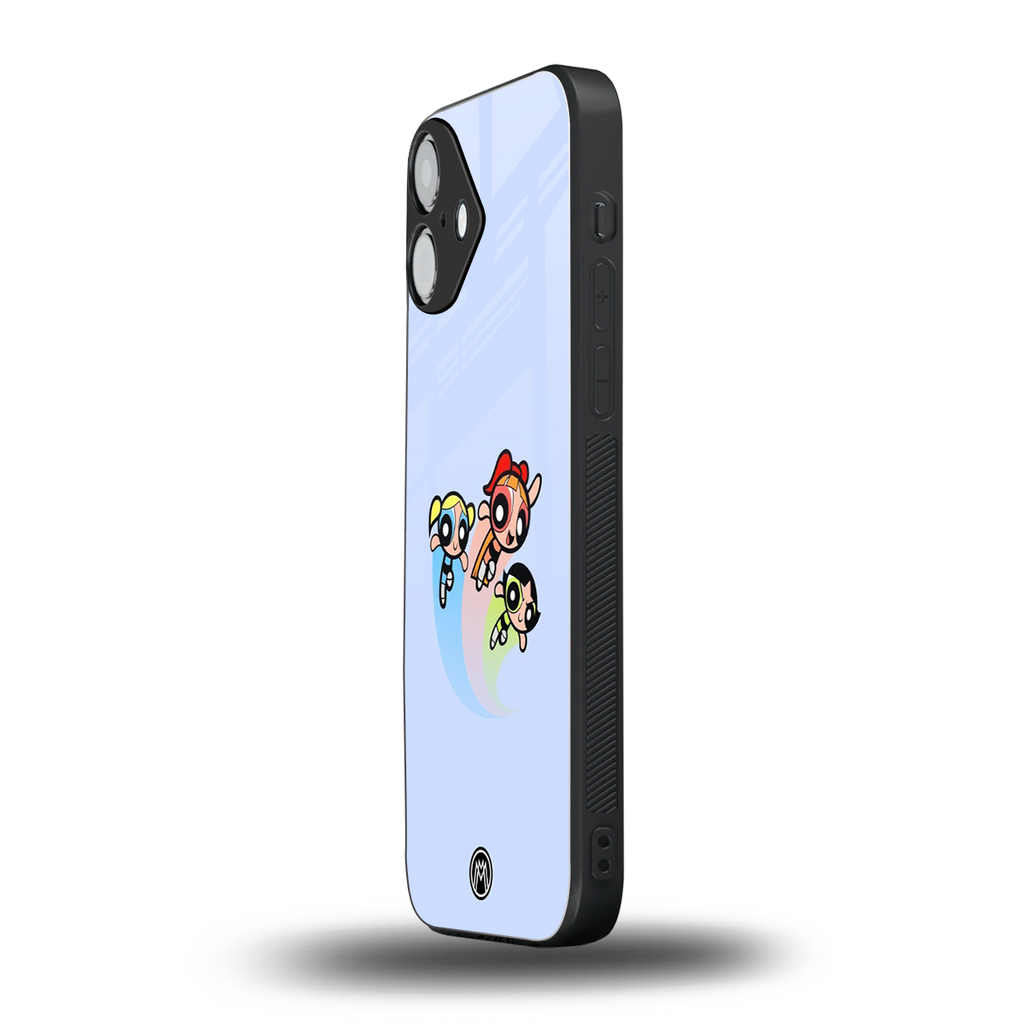 powerpuff girls cartoon back phone cover | glass case for iphone 16 plus