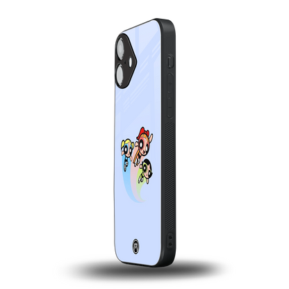 powerpuff girls cartoon back phone cover | glass case for iphone 16 plus