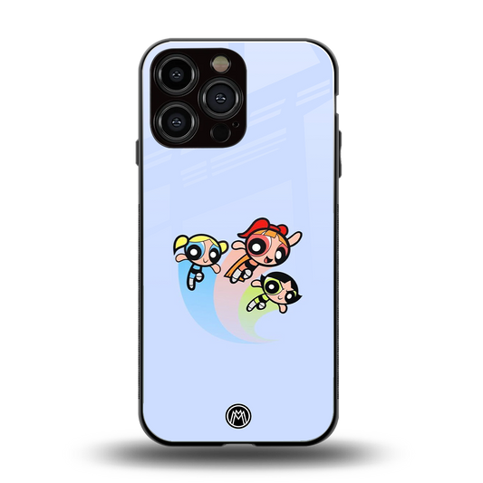powerpuff girls cartoon back phone cover | glass case for iphone 16 pro max