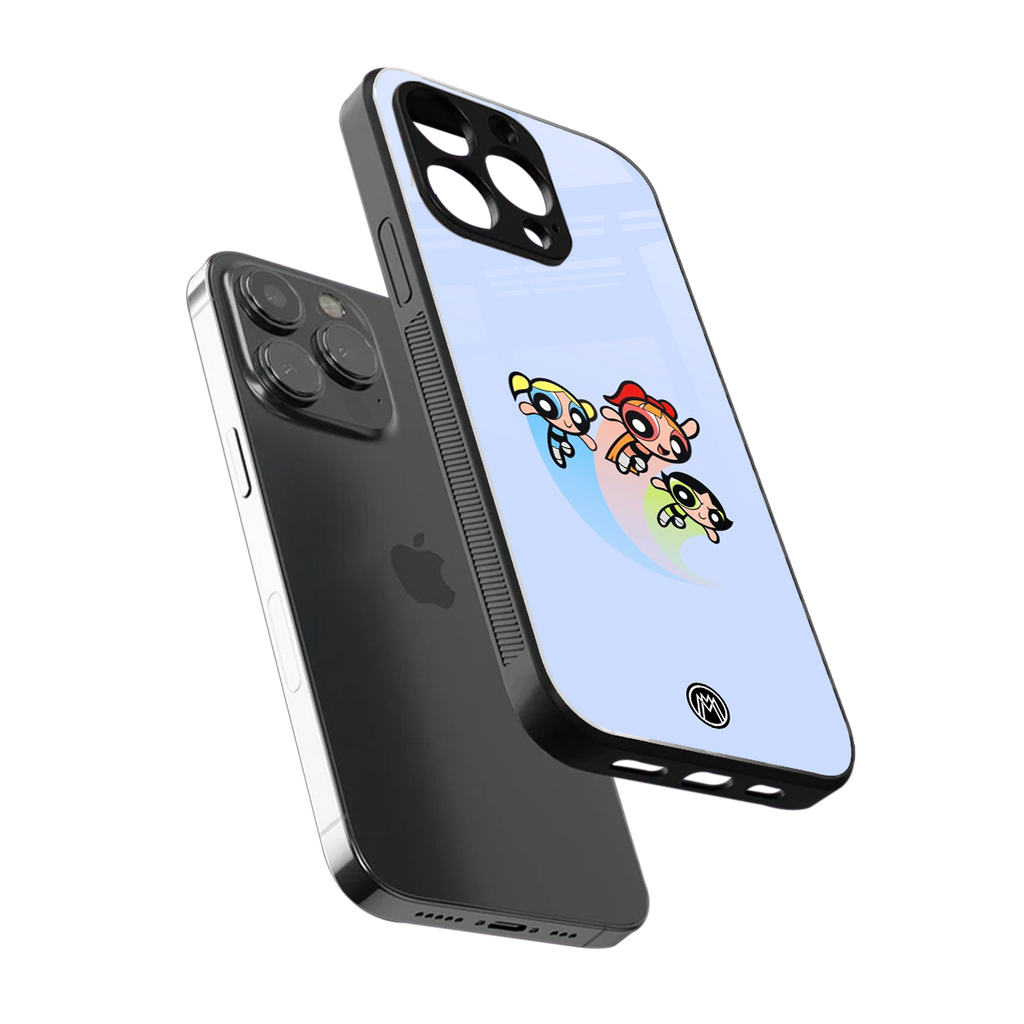powerpuff girls cartoon back phone cover | glass case for iphone 16 pro max