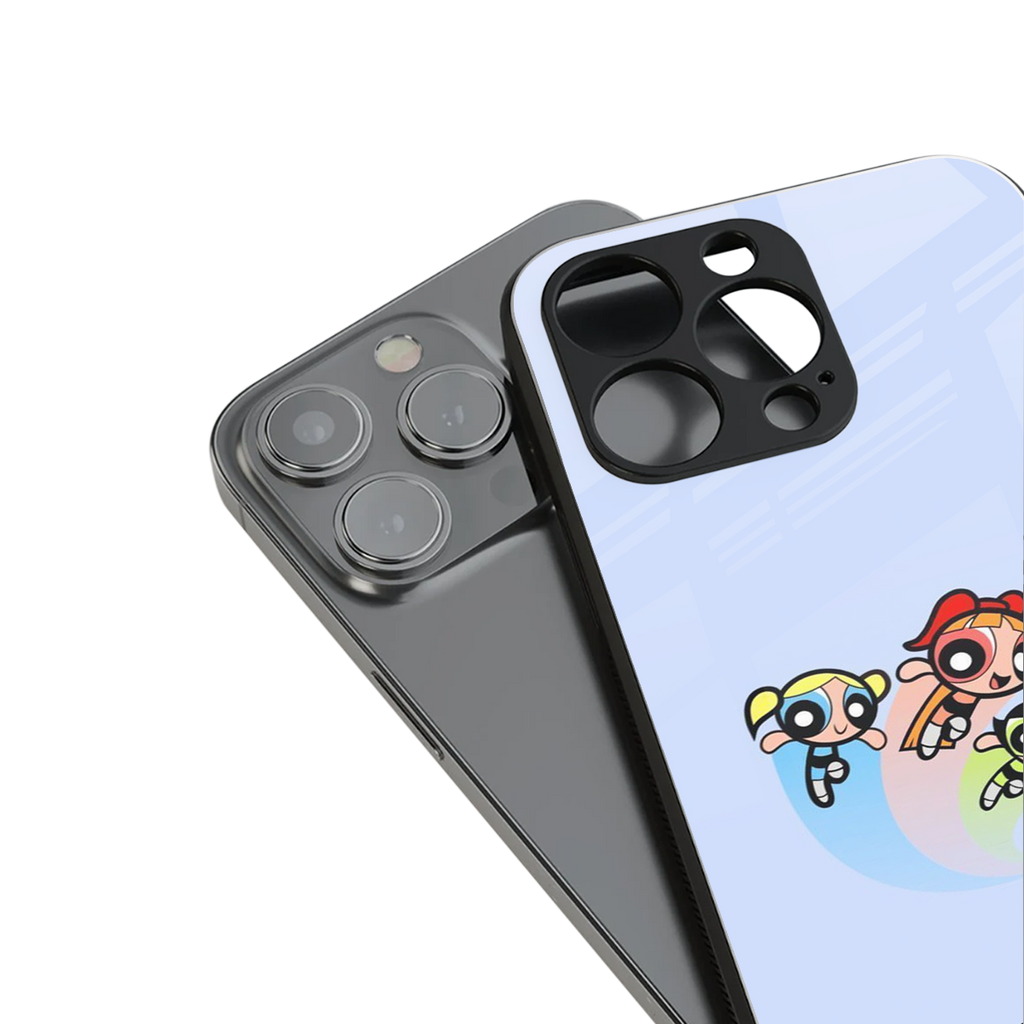 powerpuff girls cartoon back phone cover | glass case for iphone 13 mini