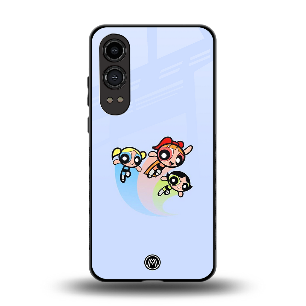 powerpuff girls cartoon back phone cover | glass case for oneplus nord ce 4 lite