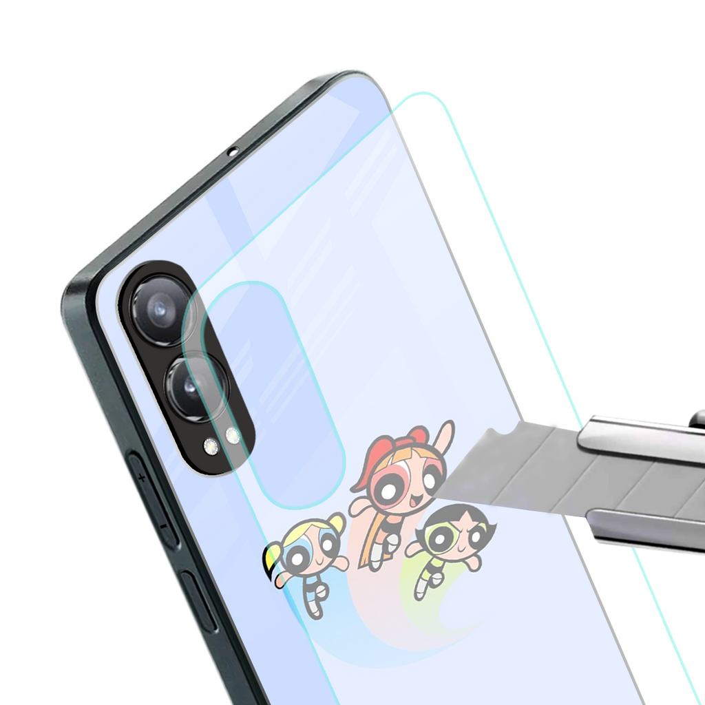 powerpuff girls cartoon back phone cover | glass case for oneplus nord ce 4 lite