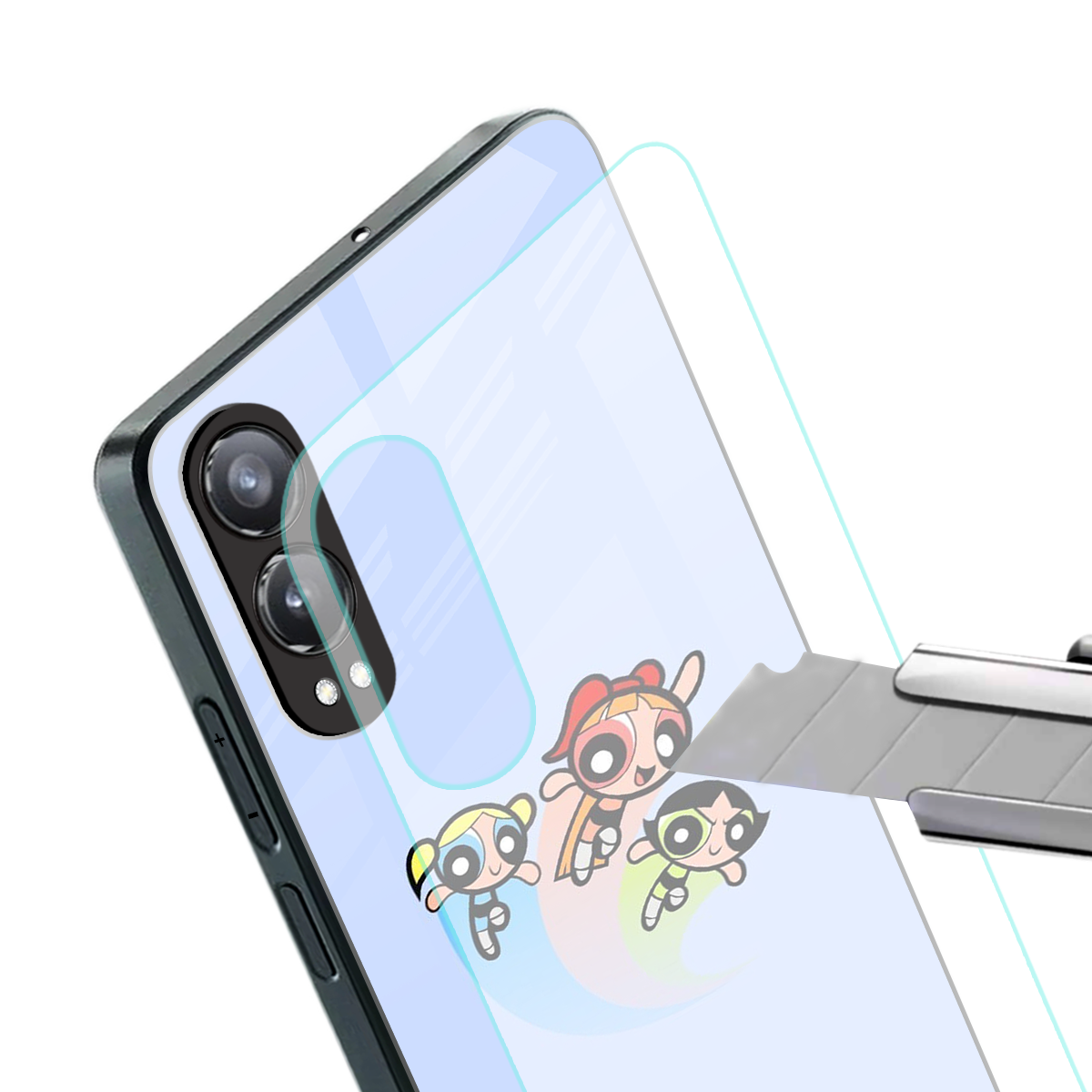 powerpuff girls cartoon back phone cover | glass case for oneplus nord ce 4 lite