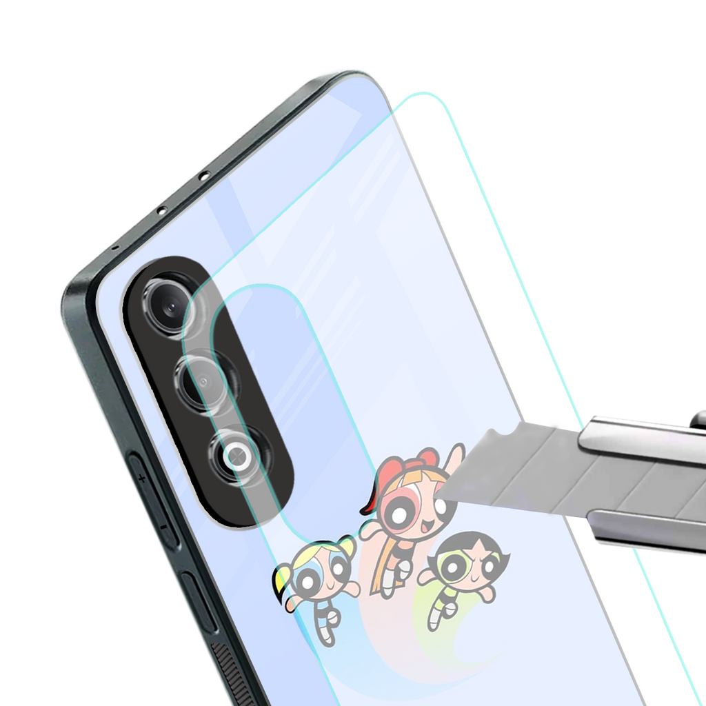 powerpuff girls cartoon back phone cover | glass case for oneplus nord ce 4