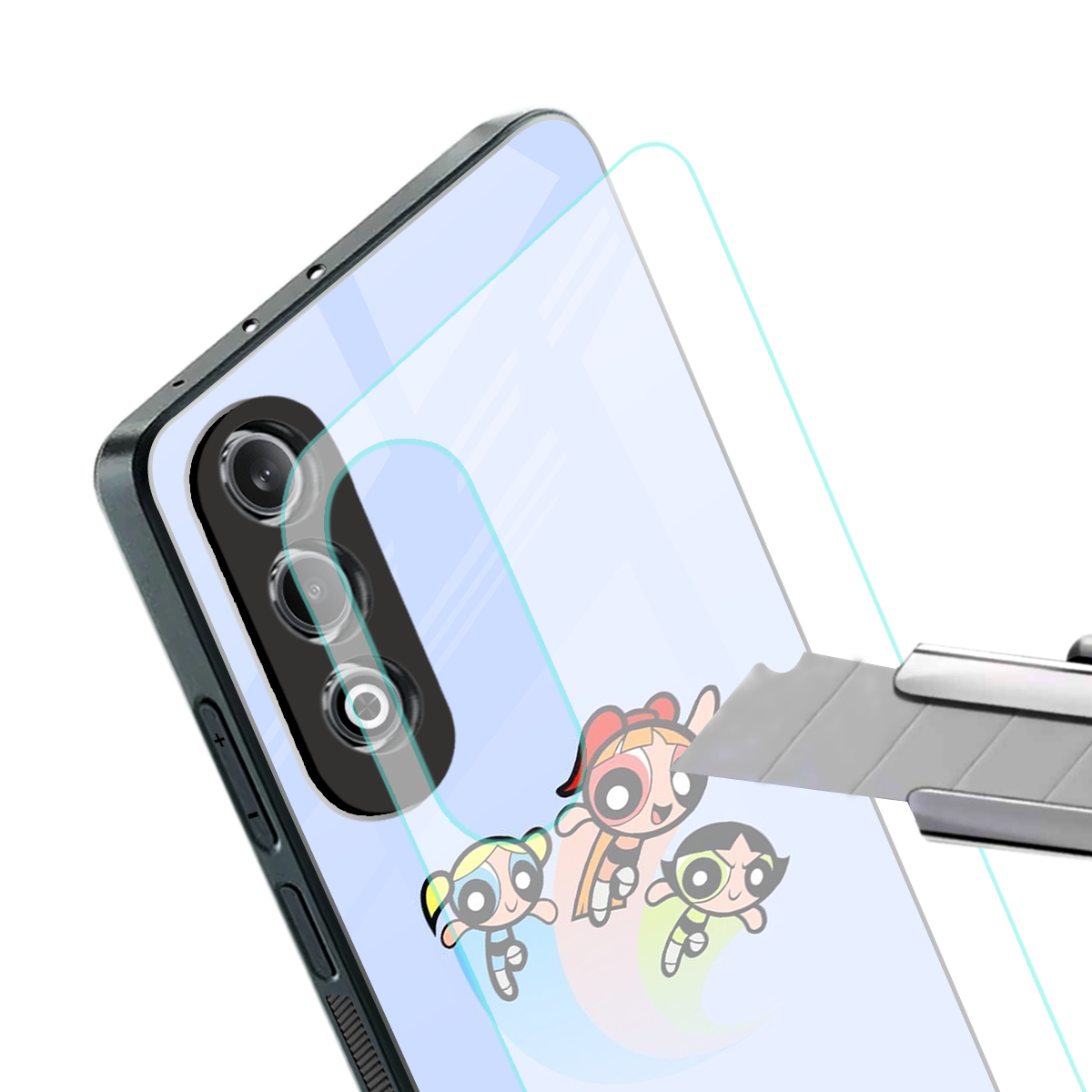 powerpuff girls cartoon back phone cover | glass case for oneplus nord ce 4