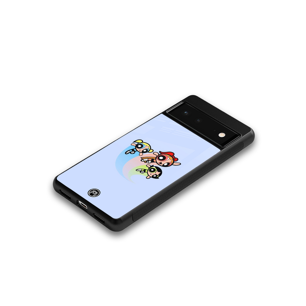 powerpuff girls cartoon back phone cover | glass case for google pixel 6