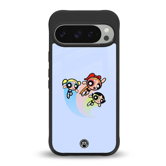powerpuff girls cartoon back phone cover | glass case for google pixel 9 pro xl
