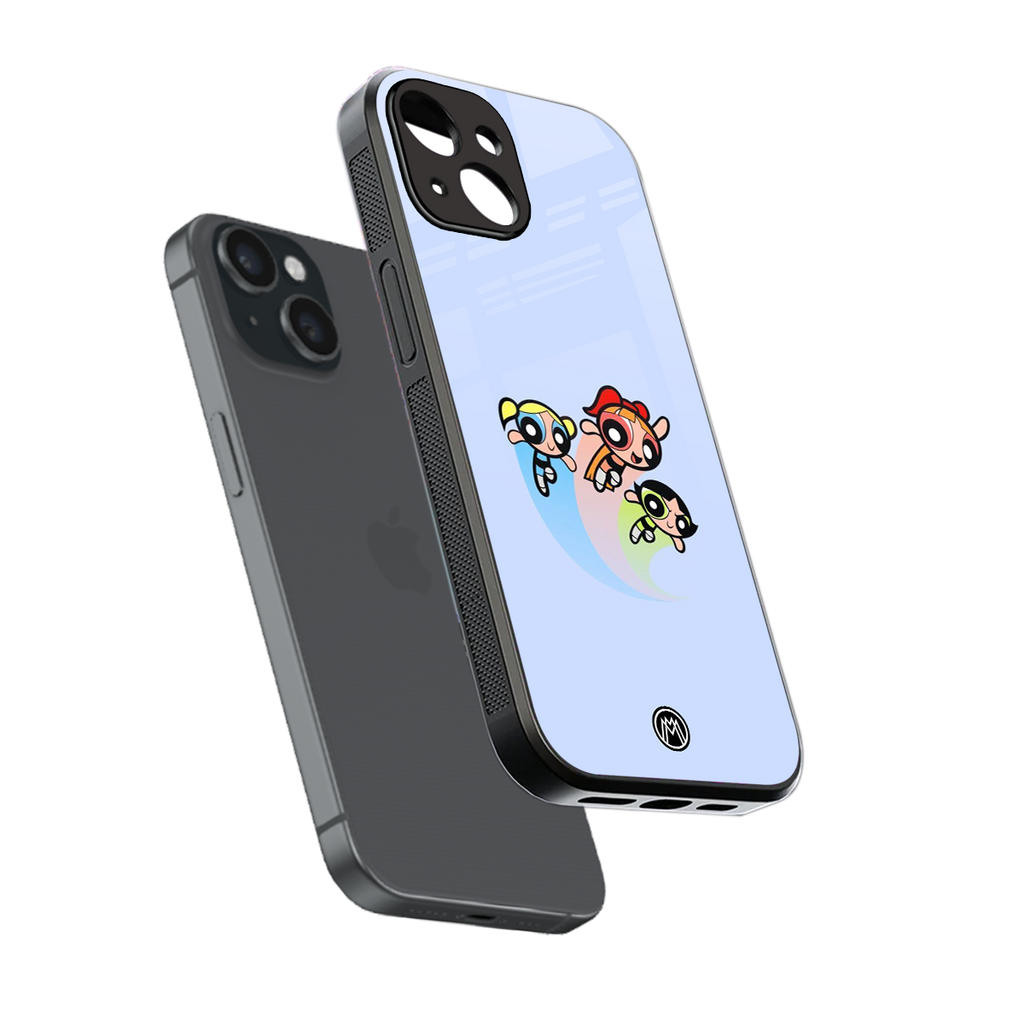 powerpuff girls cartoon back phone cover | glass case for iphone 15