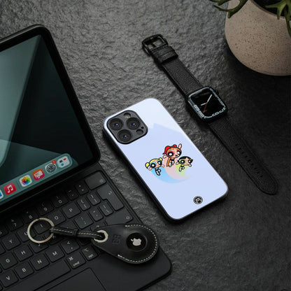 powerpuff girls cartoon back phone cover | glass case for iphone 15 pro
