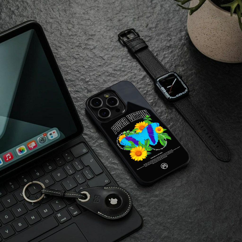 power within back phone cover | glass case for iphone 15 plus