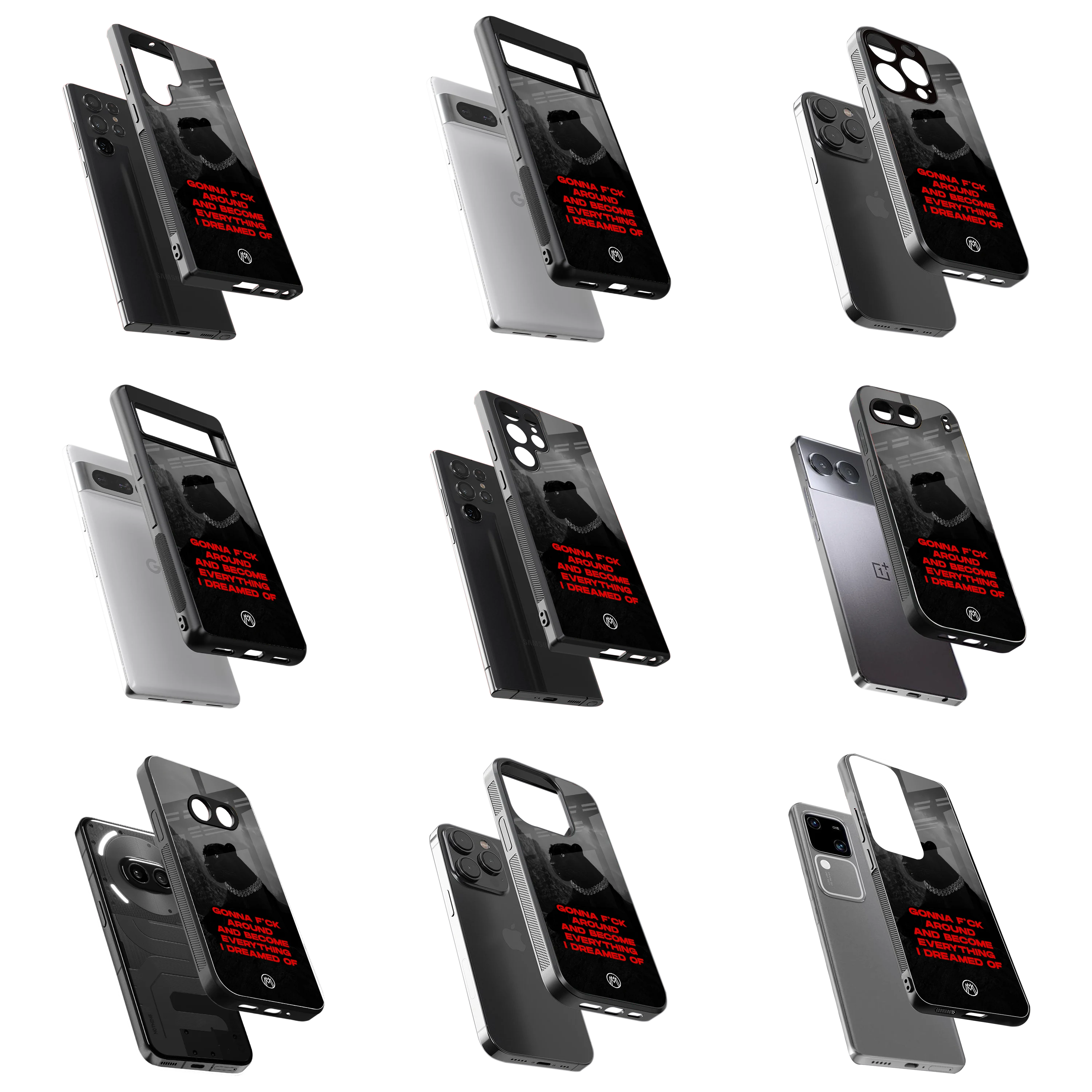 Durable Glass Back Mobile Case for iPhone, Samsung, OnePlus, Google Pixel, Redmi, Vivo, Oppo