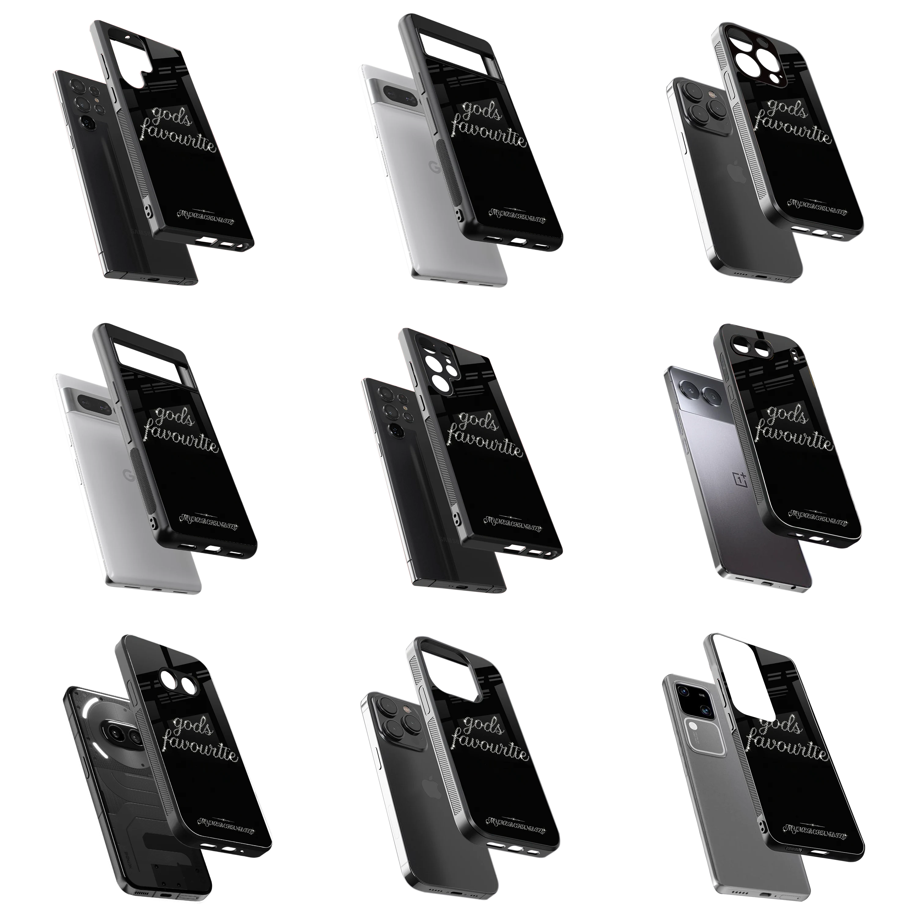 Durable Glass Back Mobile Case for iPhone, Samsung, OnePlus, Google Pixel, Redmi, Vivo, Oppo