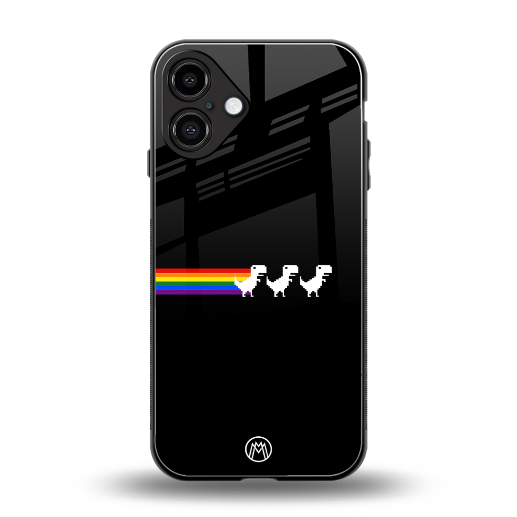 proud dinosaurs dark edition back phone cover | glass case for iphone 16 plus