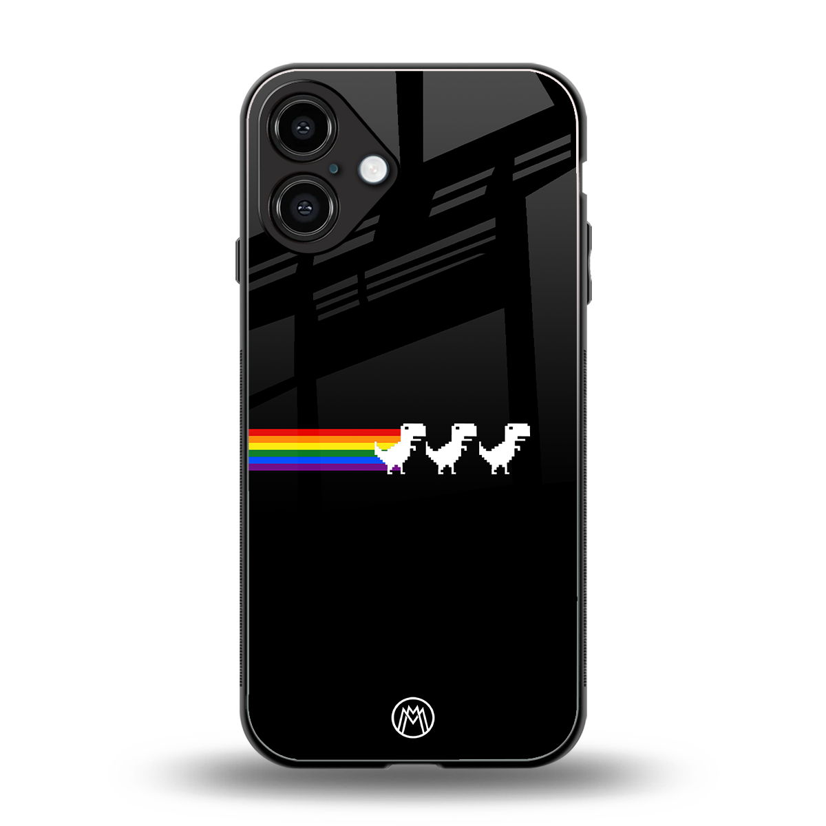 proud dinosaurs dark edition back phone cover | glass case for iphone 16 plus