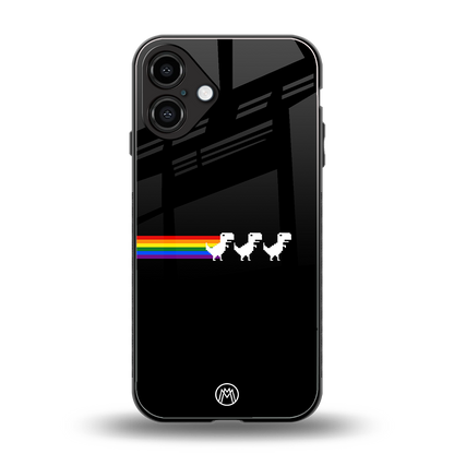 proud dinosaurs dark edition back phone cover | glass case for iphone 16 plus