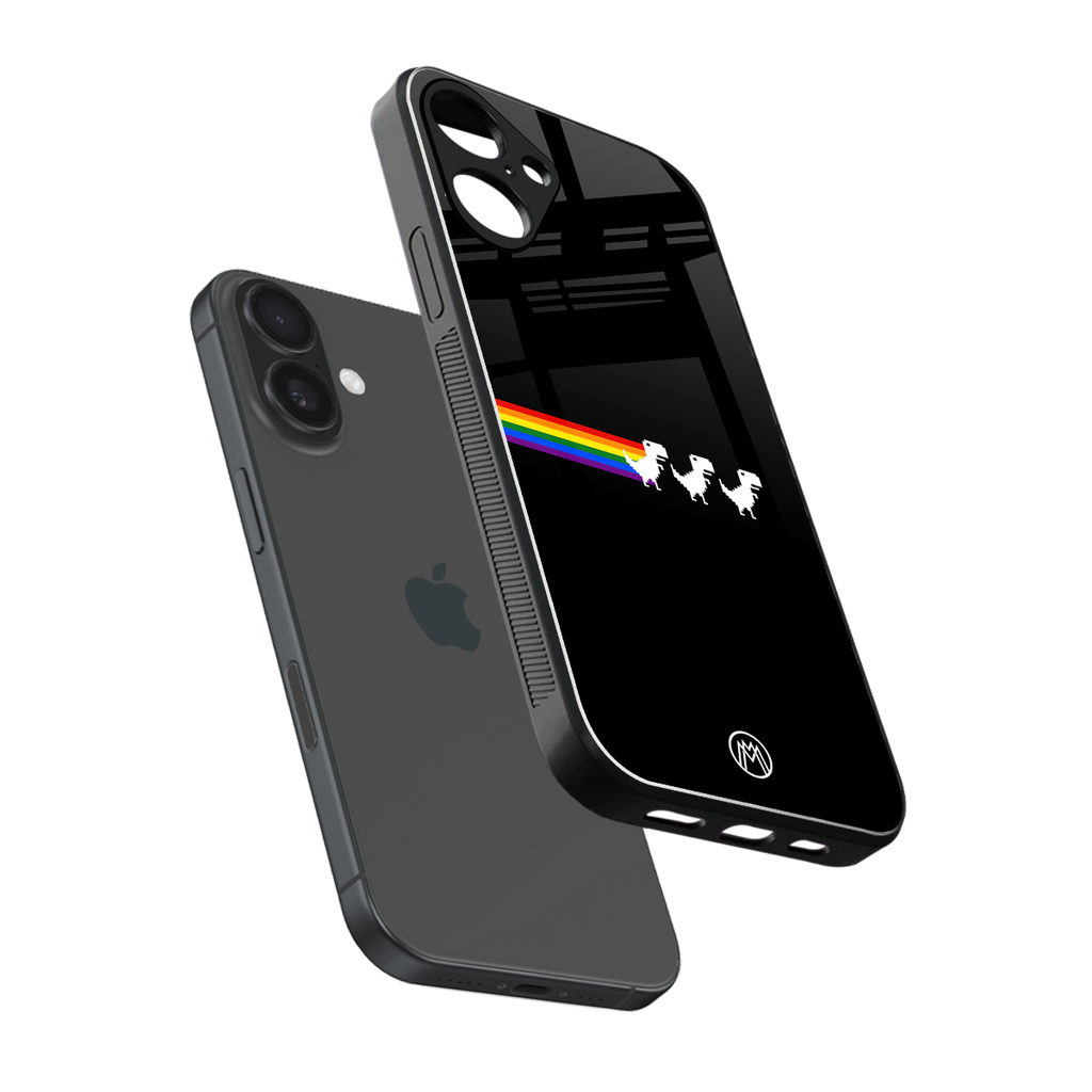 proud dinosaurs dark edition back phone cover | glass case for iphone 16 plus