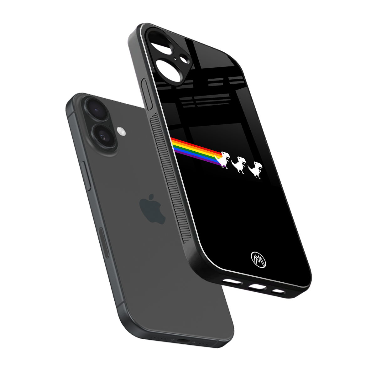 proud dinosaurs dark edition back phone cover | glass case for iphone 16 plus