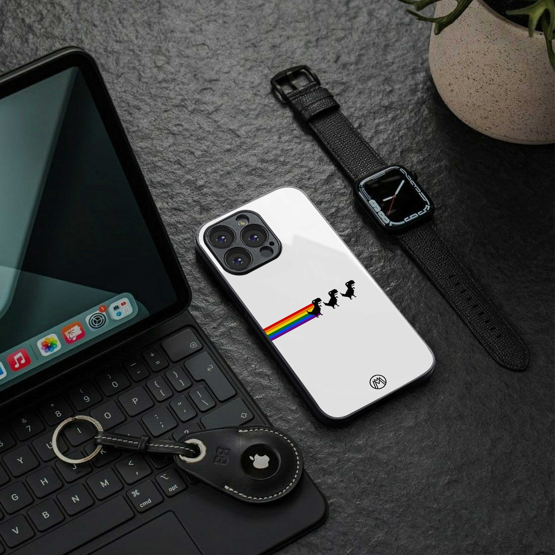 proud dinosaurs back phone cover | glass case for iphone 14