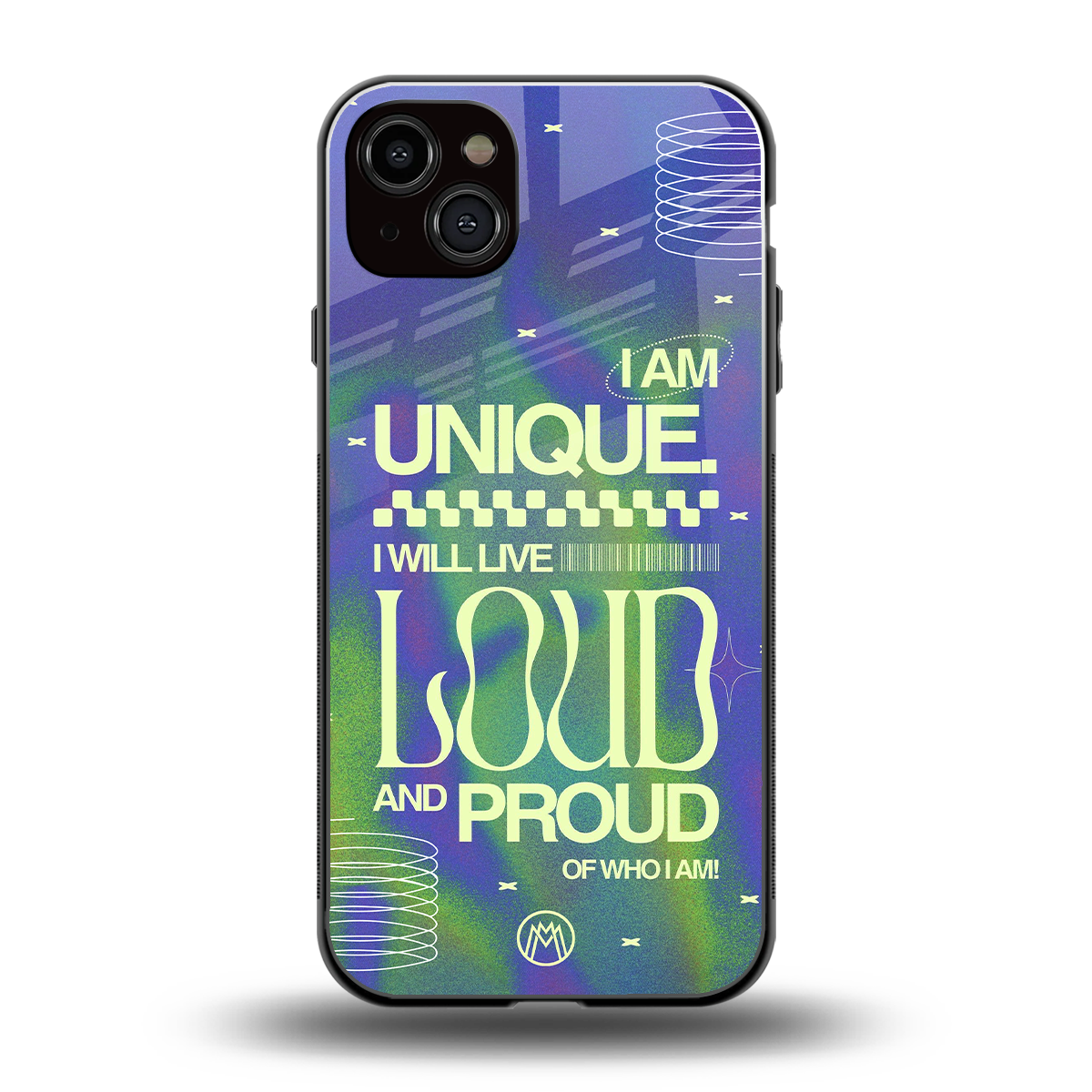 proudly me back phone cover | glass case for iphone 15 plus