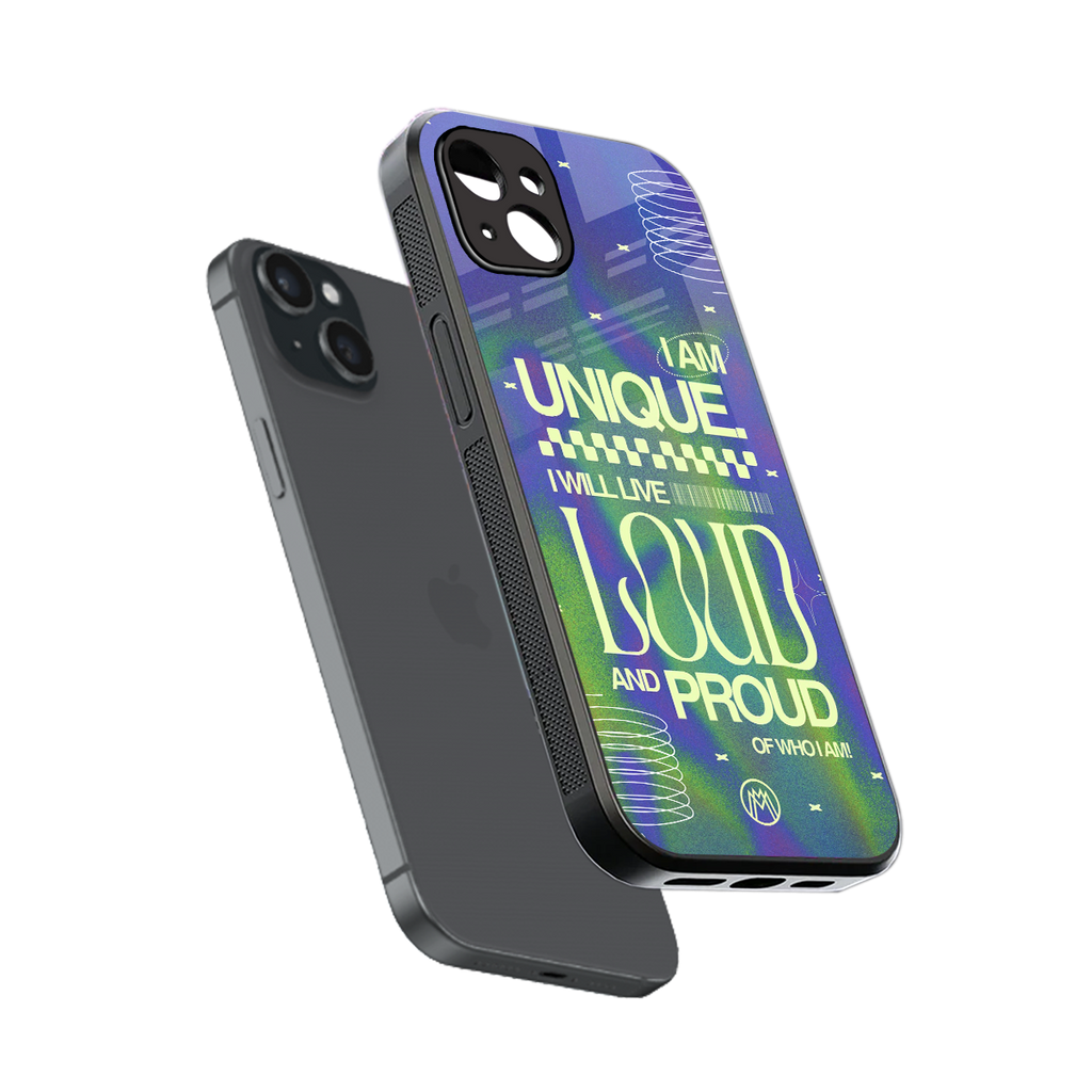 proudly me back phone cover | glass case for iphone 15 plus