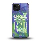 proudly me back phone cover | glass case for iphone 15
