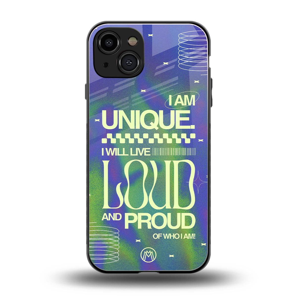 proudly me back phone cover | glass case for iphone 15