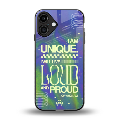 proudly me back phone cover | glass case for iphone 16 plus
