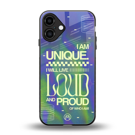 proudly me back phone cover | glass case for iphone 16 plus