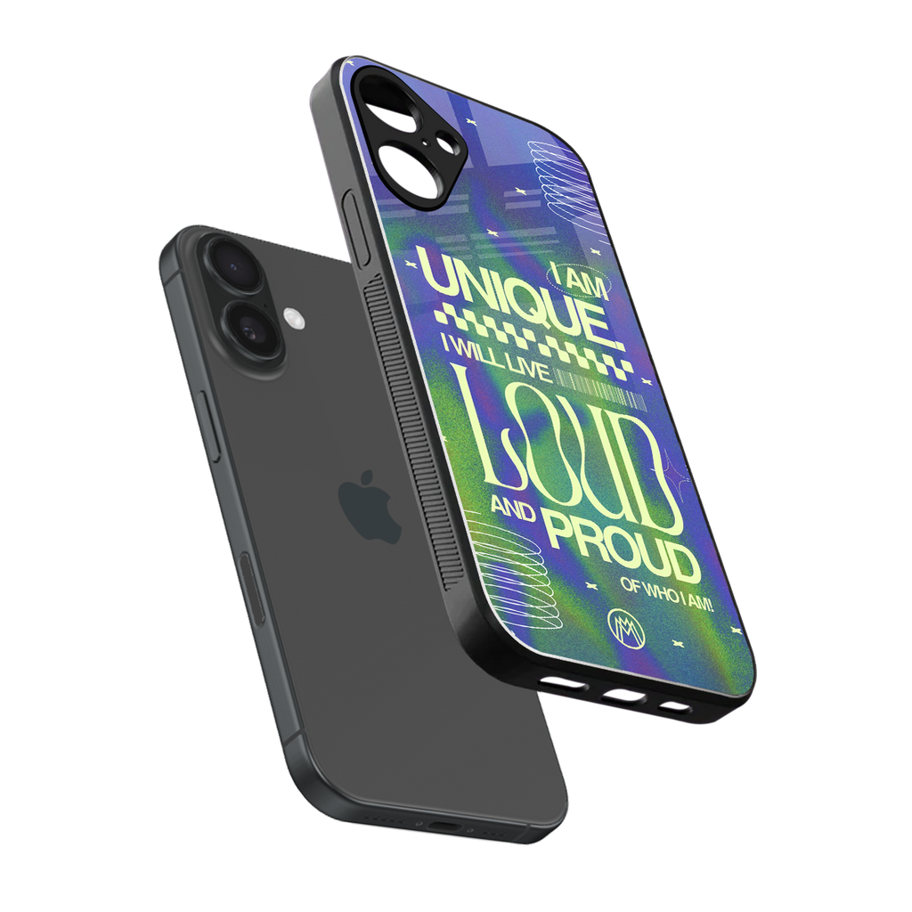 proudly me back phone cover | glass case for iphone 16 plus
