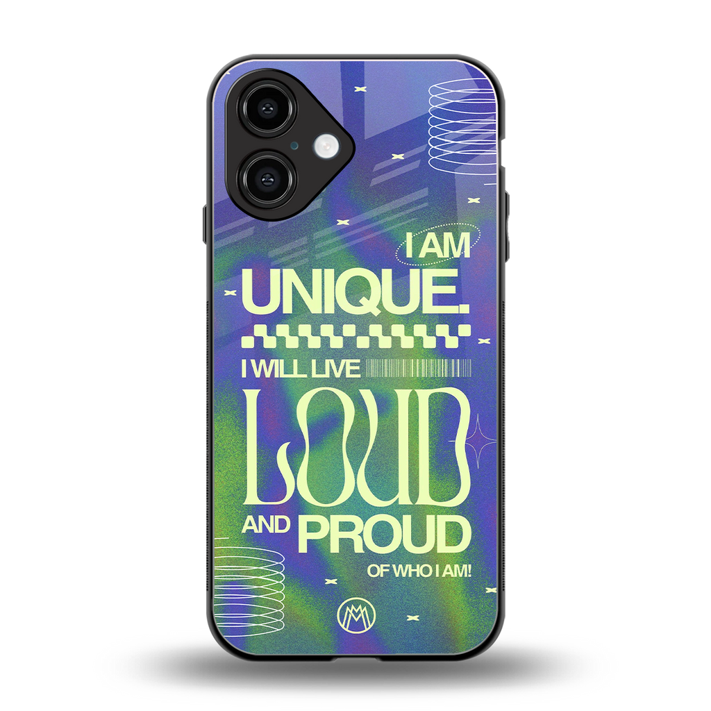 proudly me back phone cover | glass case for iphone 16