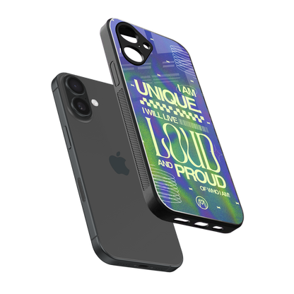 proudly me back phone cover | glass case for iphone 16