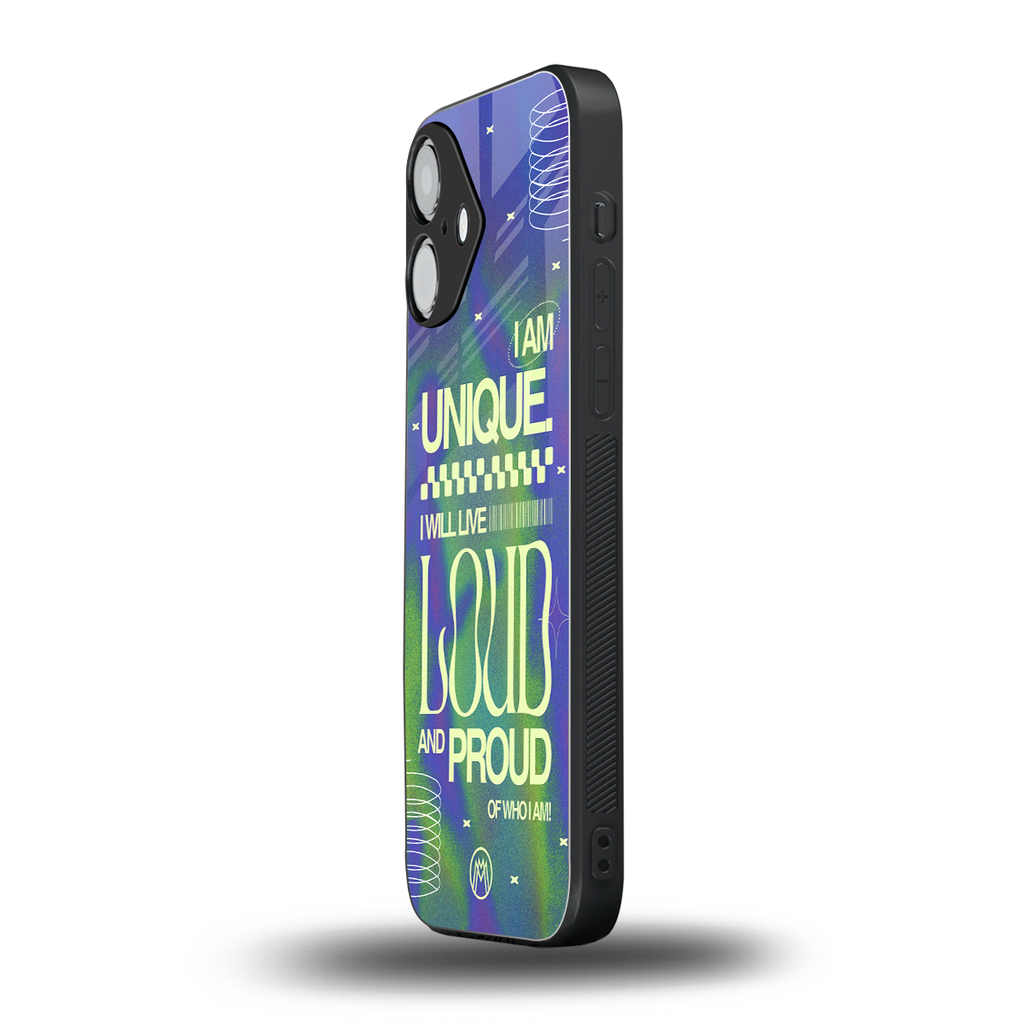 proudly me back phone cover | glass case for iphone 16