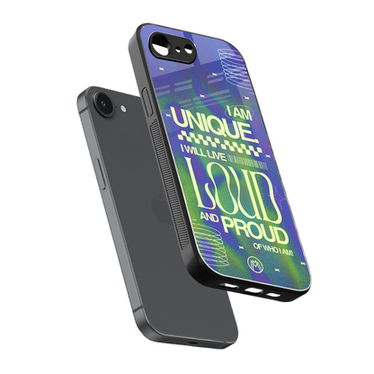 proudly me back phone cover | glass case for iphone 16e