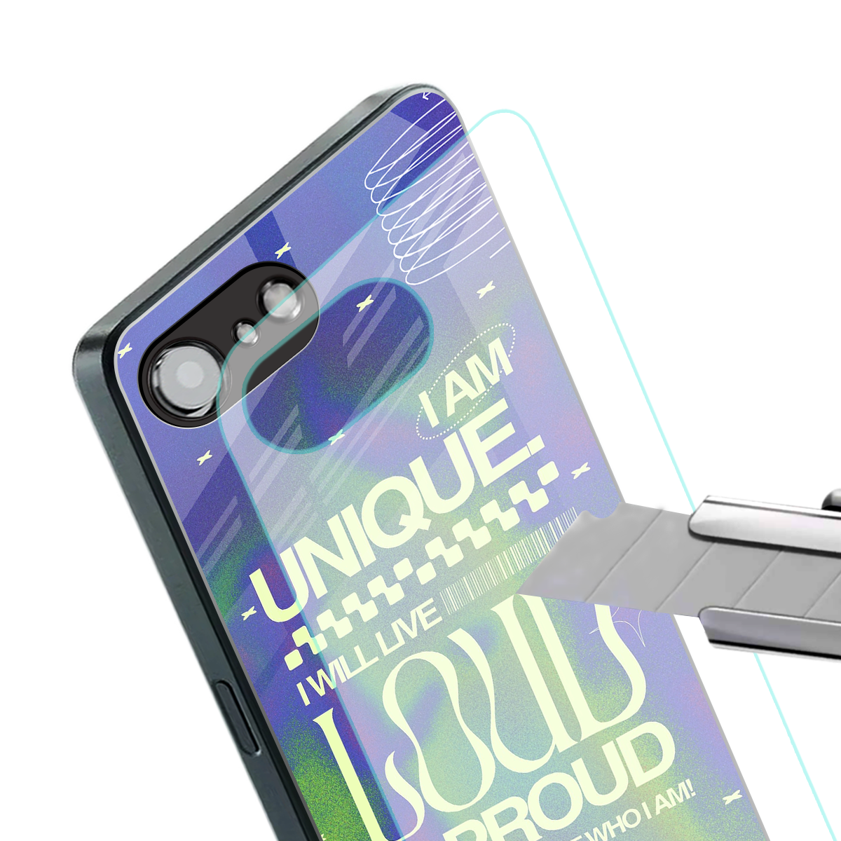 proudly me back phone cover | glass case for iphone 16e