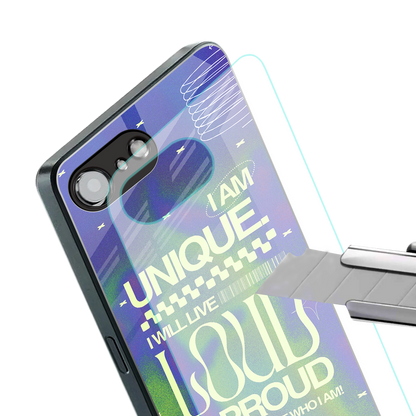 proudly me back phone cover | glass case for iphone 16e