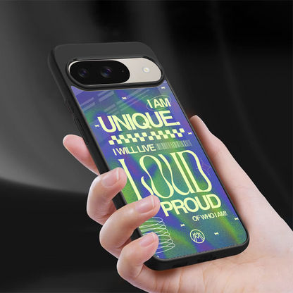 proudly me back phone cover | glass case for google pixel 9