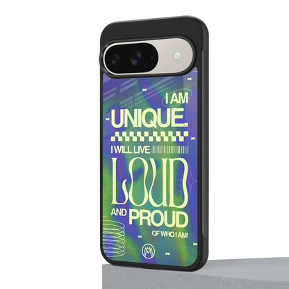 proudly me back phone cover | glass case for google pixel 9