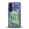 proudly me back phone cover | glass case for samsung galaxy s24