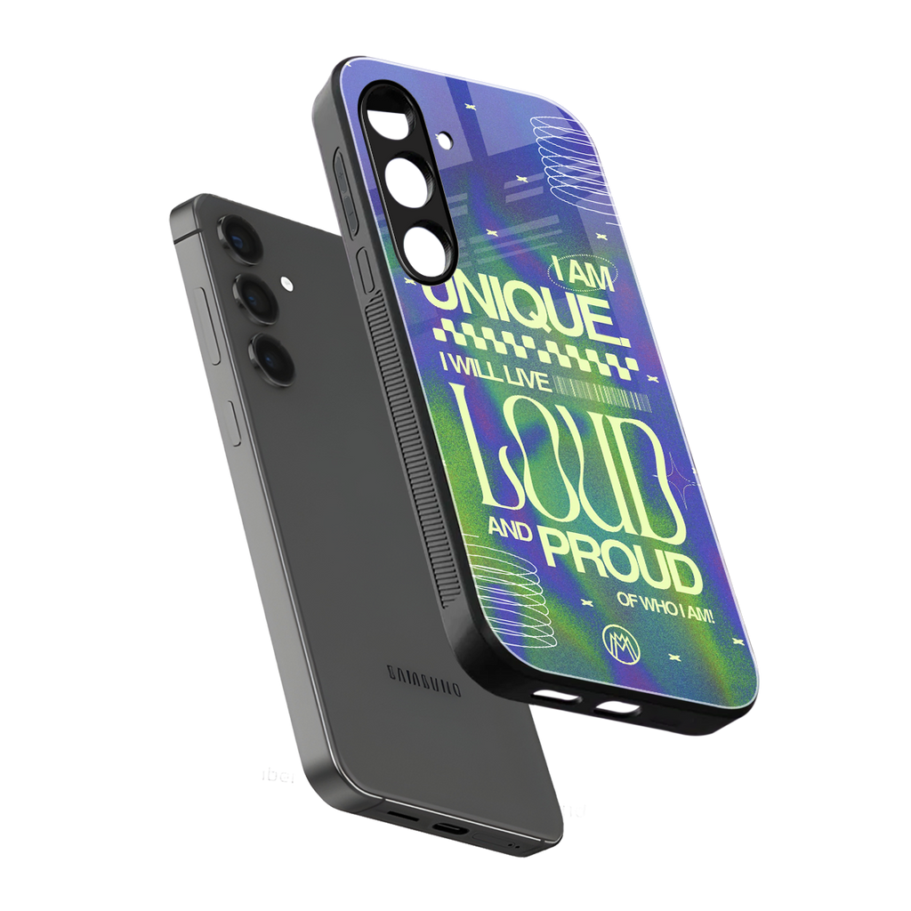 proudly me back phone cover | glass case for samsung galaxy s24