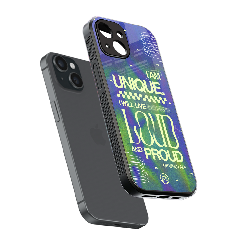 proudly me back phone cover | glass case for iphone 15